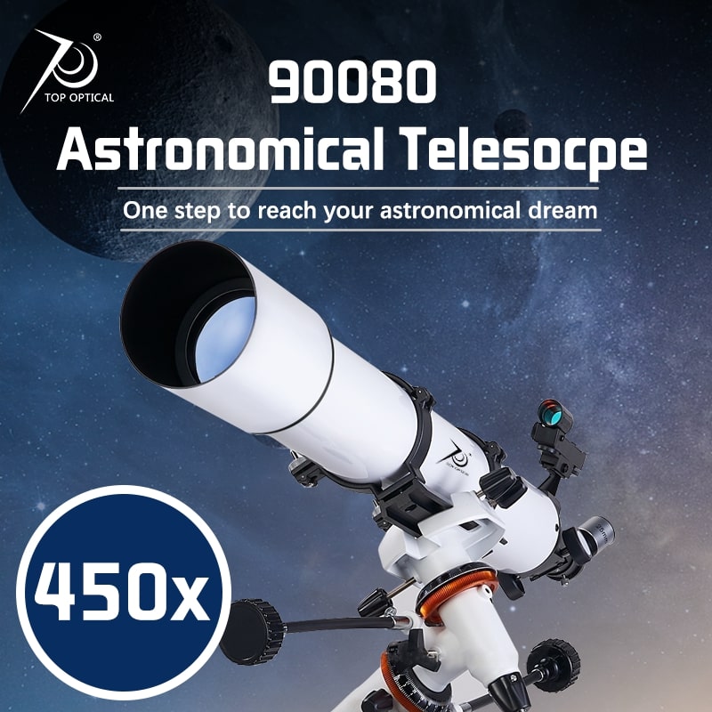 TOPOPTICAL-450X 전문가용 강력한 단안 망원경 80mm, 사냥 야외 고품질 굴절 천체 망원경 굴절